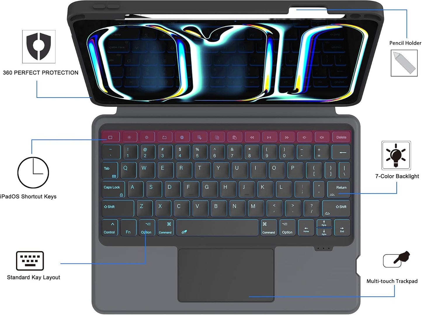 Funda para iPad Pro de 11 pulgadas (M4) 2024 con teclado desmontabl...