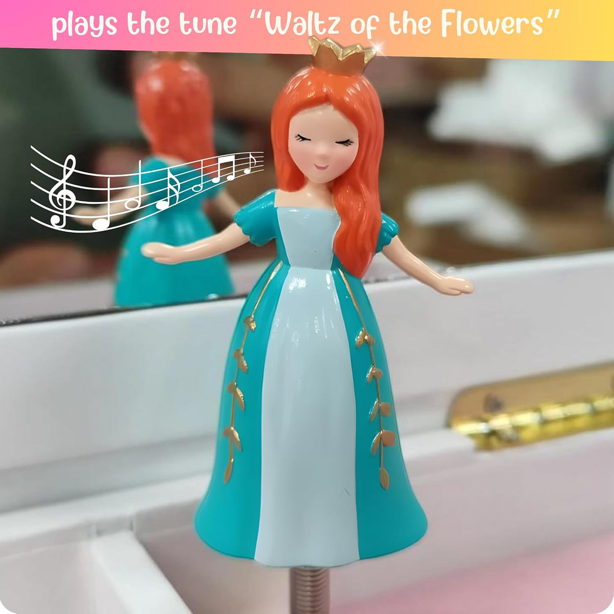 Giggle &amp; Honey Joyero musical de princesa para niñas, caja de m...