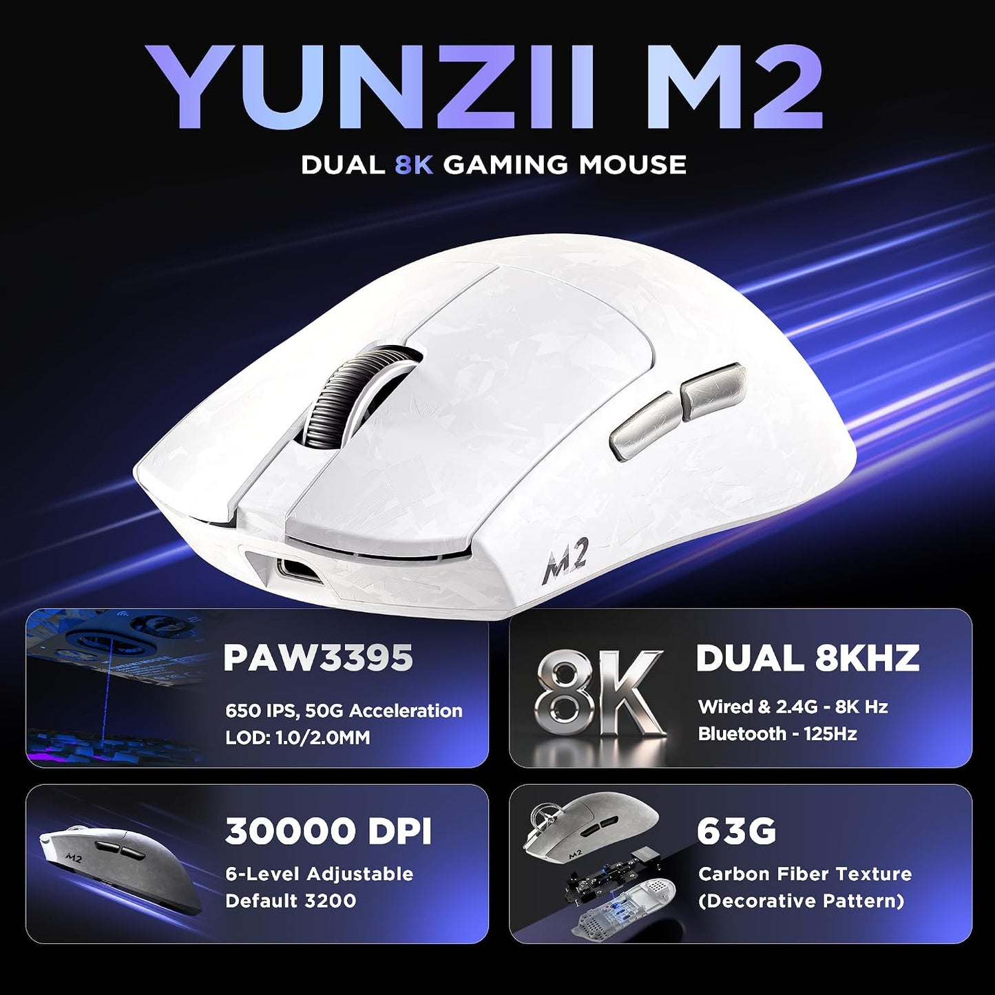 YUNZII Teclado mecánico inalámbrico B98 PRO (azul, interruptor de l...