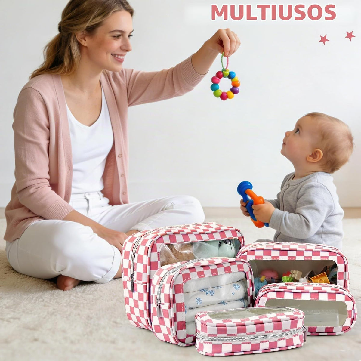 Bolsas para pañales, Rojo rosa, Práctico:
