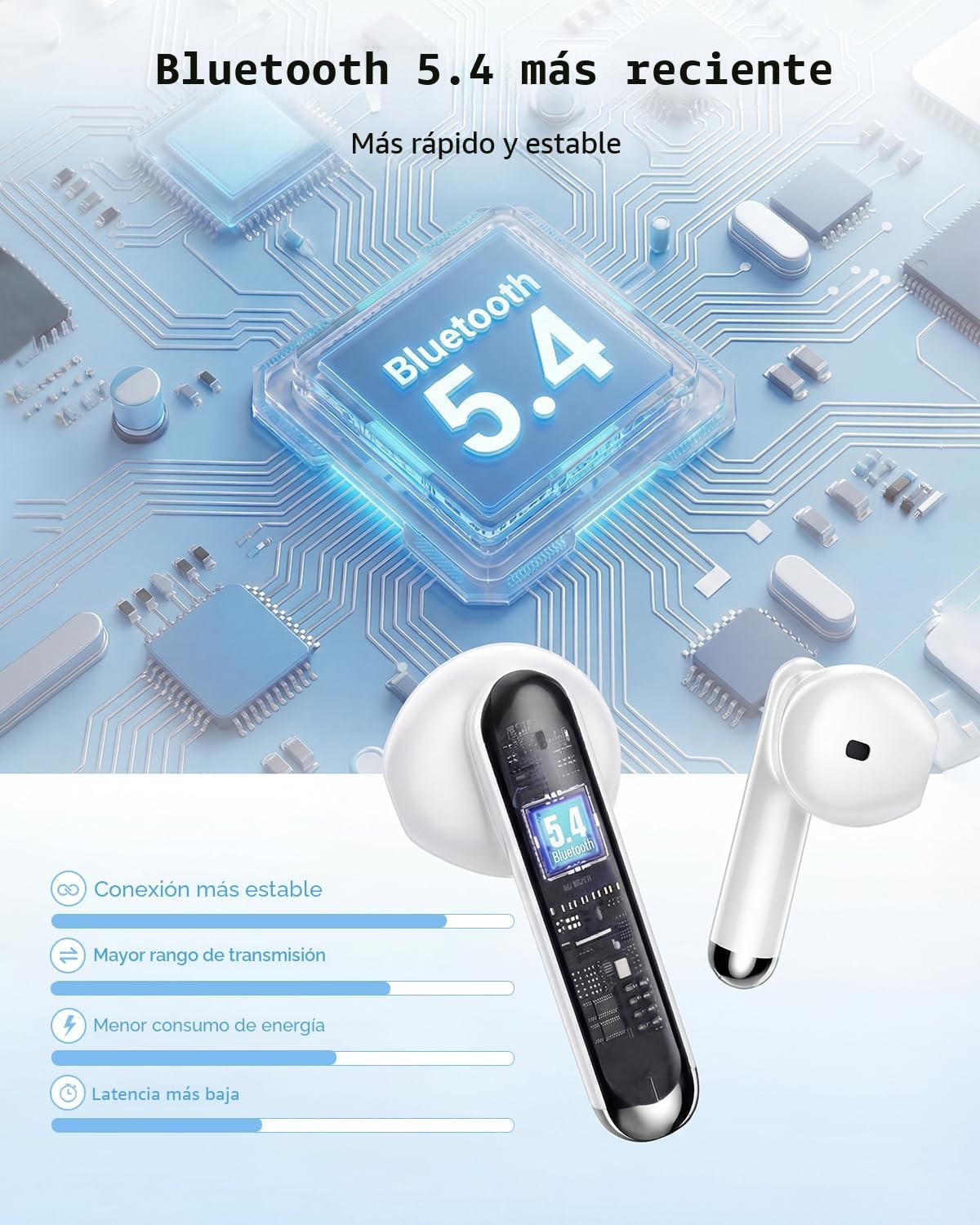 Auriculares inalámbricos, 2026 Bluetooth 5.4 Auriculares estéreo de...