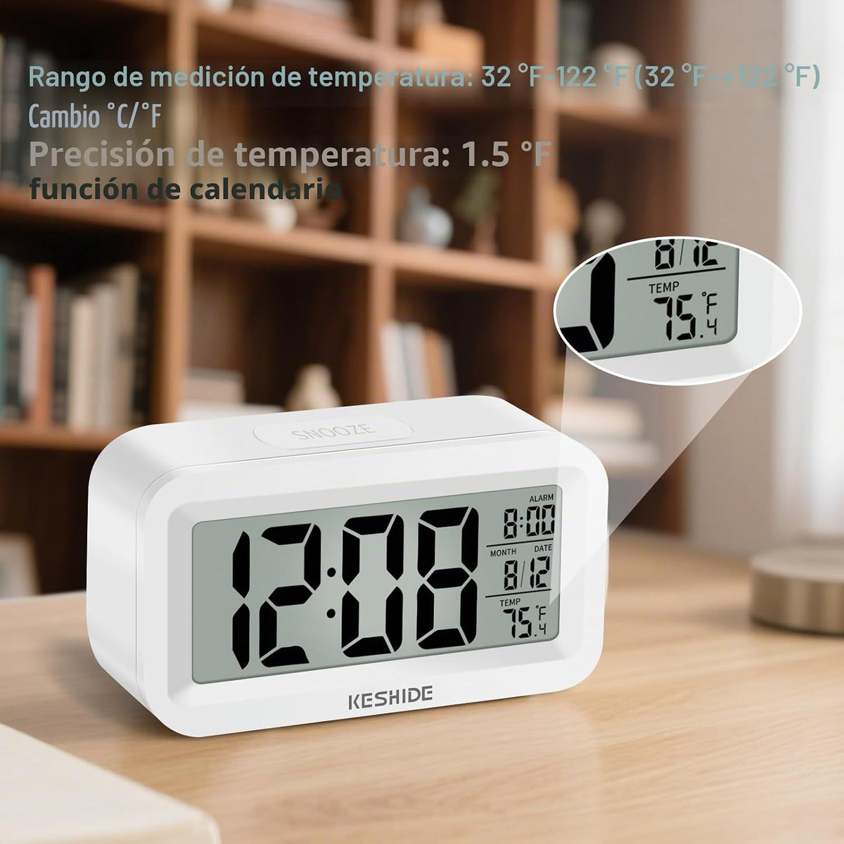 KESHIDE Reloj despertador digital de viaje, funciona con pilas, con...