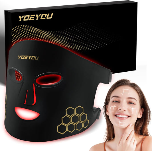 YOEYOU Terapia de luz roja para cara, máscara facial LED infrarroja...