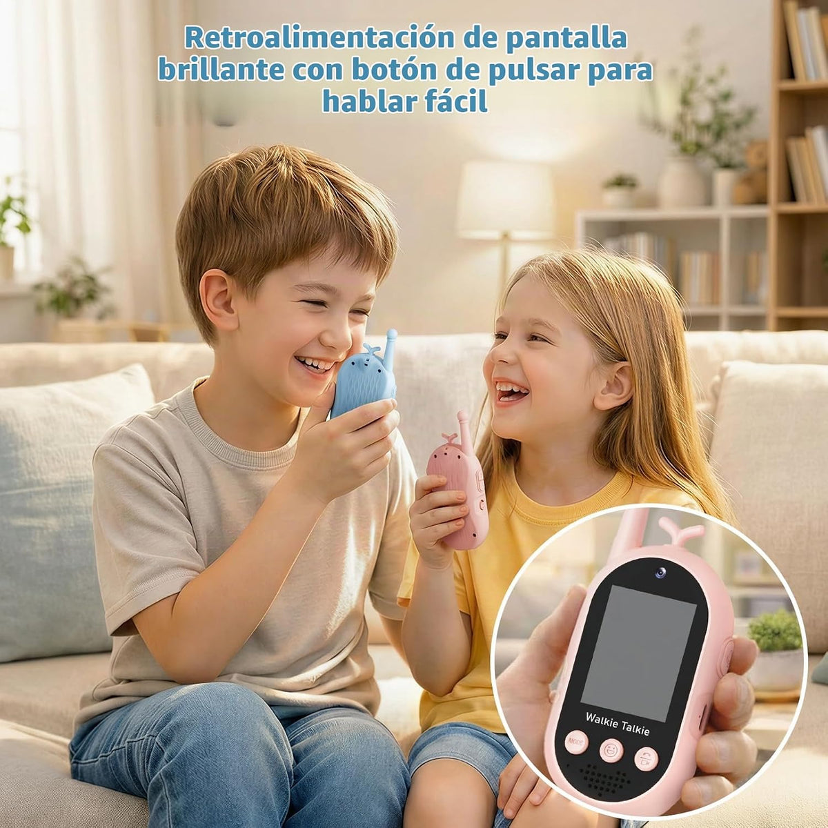Walkie Talkies de video para niños, paquete de 2 recargables con pa...