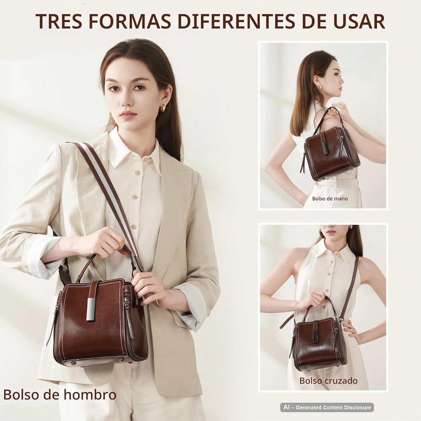 MoreFarther Bolsos cruzados de cuero genuino para mujer, bolsos de...