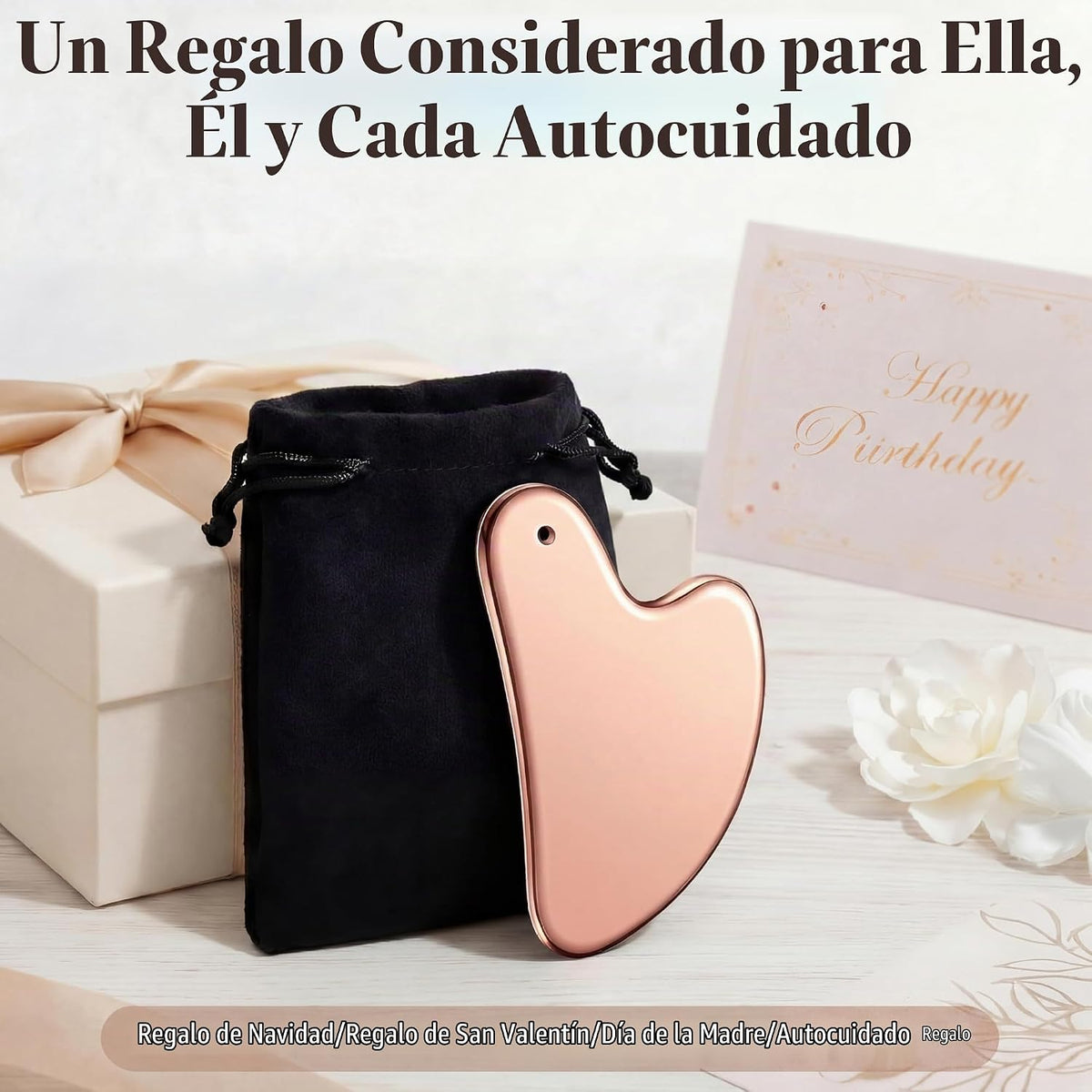 Nuanchu Herramienta facial Gua Sha de Acero Inoxidable 304 Rosa | G...