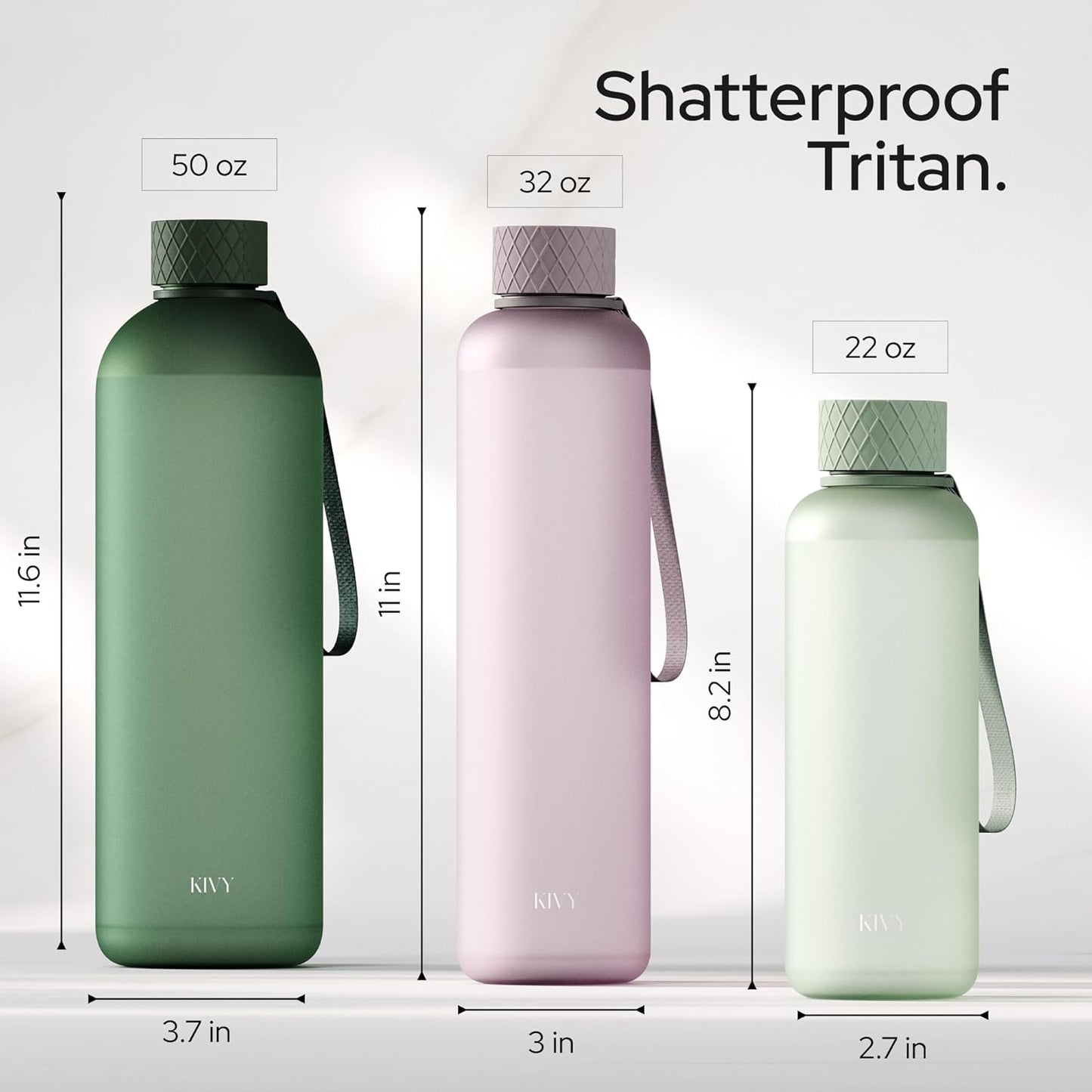 KIVY Botella de Agua Grande de 50oz [Ligera e Irrompible] Se Adapta...