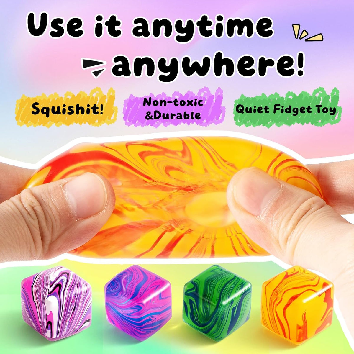 Paquete de 4 Juguetes Fidget Squishy Antiestrés, Cubos Antiestrés a...
