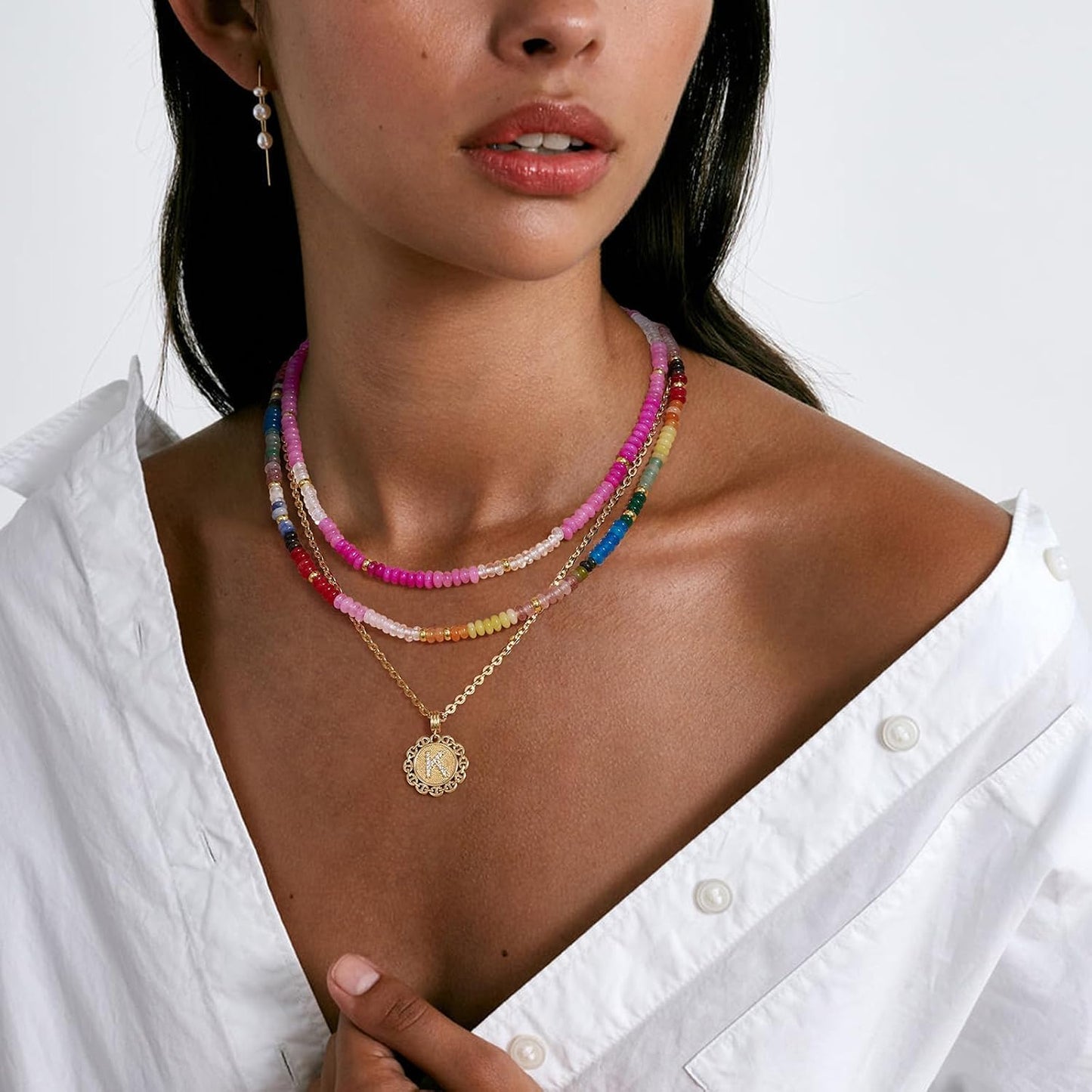 KELORIS PATH Collar de cuentas para mujer, gargantilla de cuentas b...