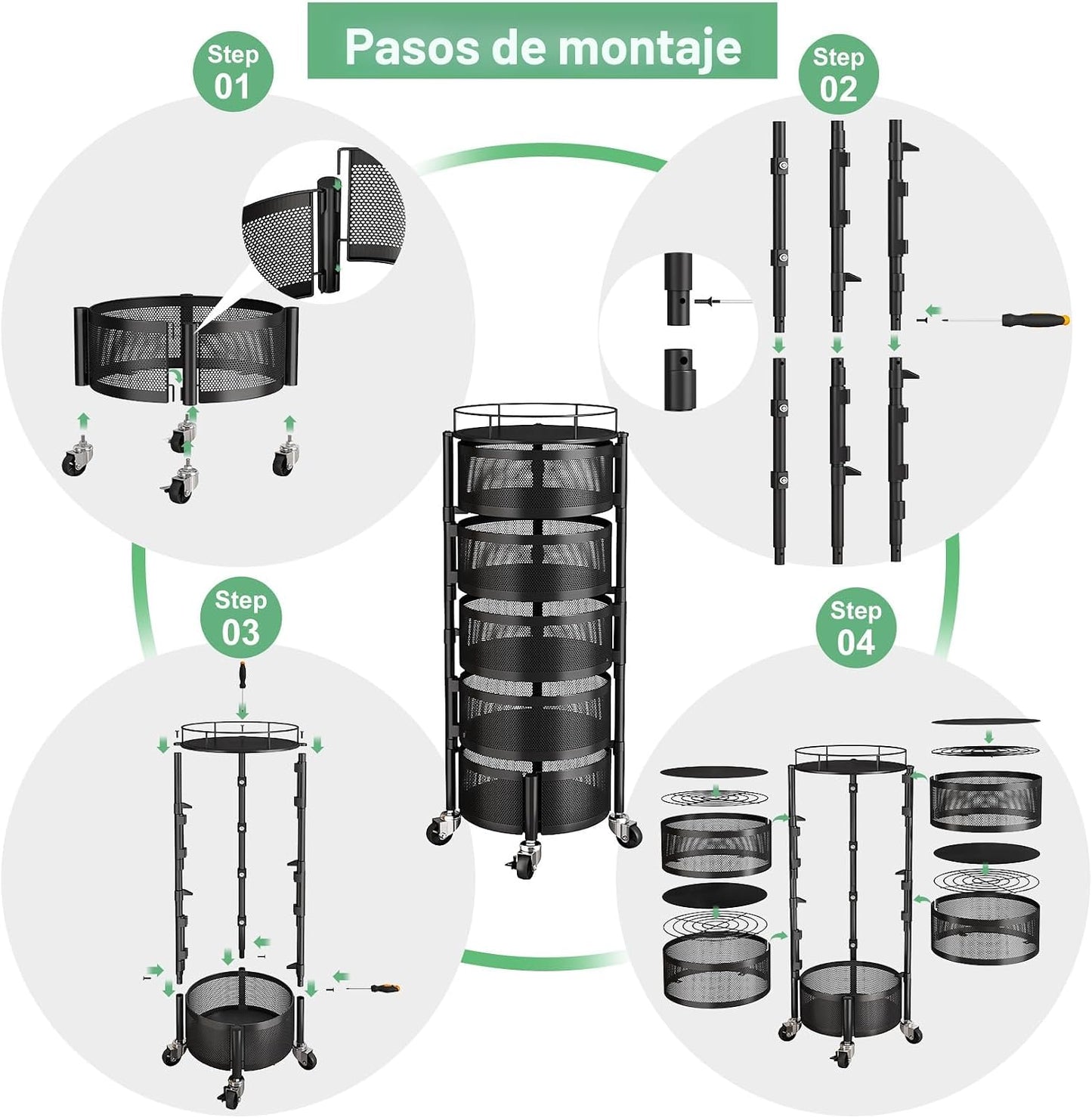 SAYZH Cesta de frutas y verduras para cocina, estante de almacenami...