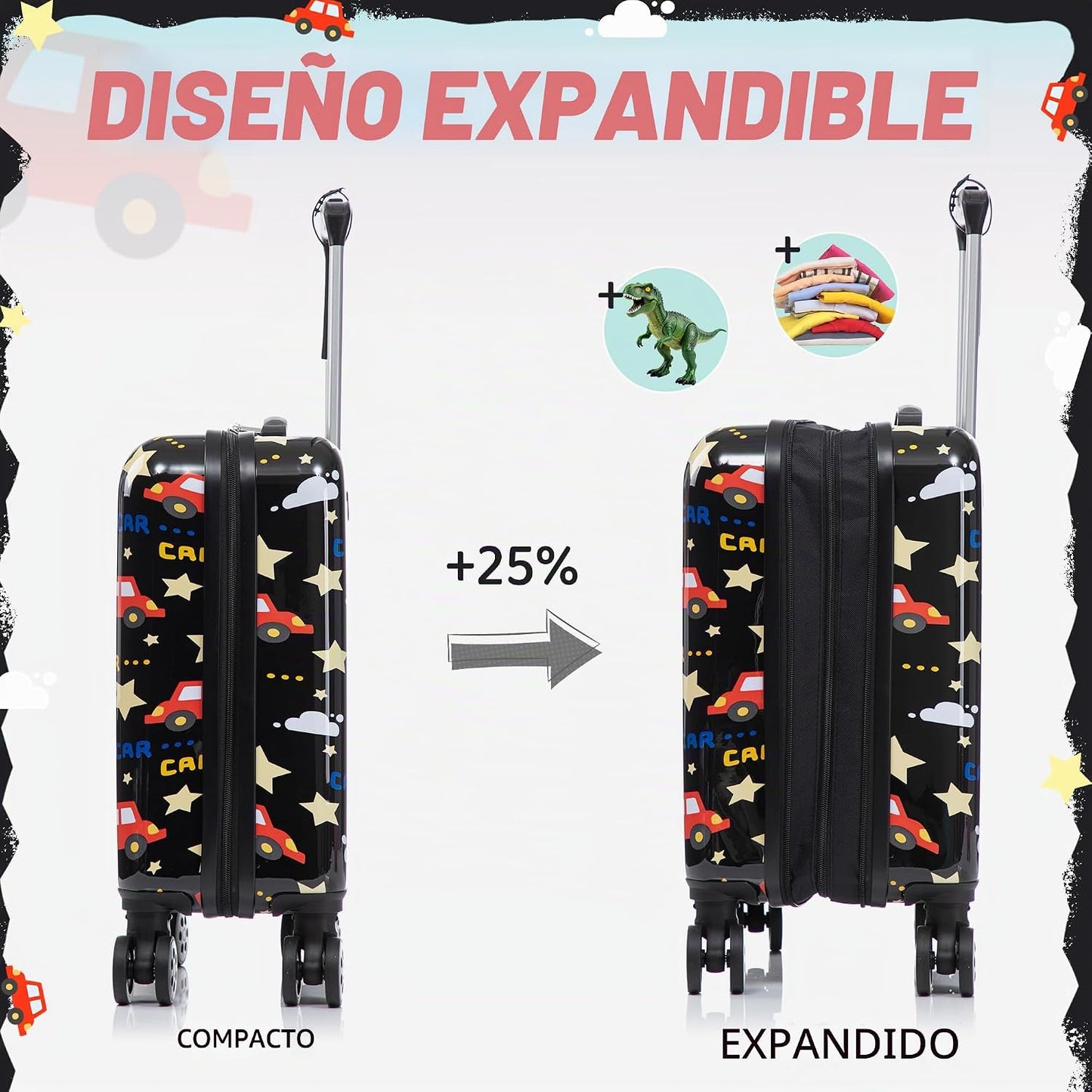 Juego de equipaje para niños de 16 pulgadas con ruedas giratorias,...