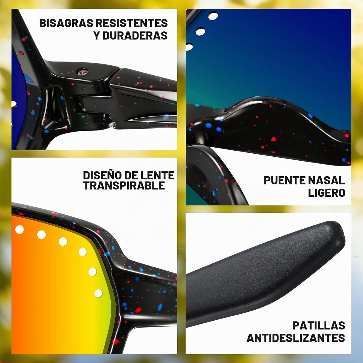 KUGUAOK Gafas de sol polarizadas deportivas para hombre y mujer, ga...