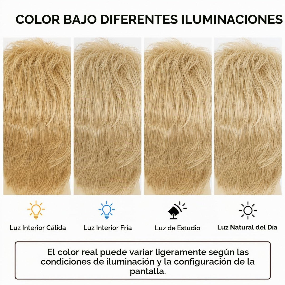 Star Flower Peluca rubia corta y recta para hombre, pelucas de cabe...