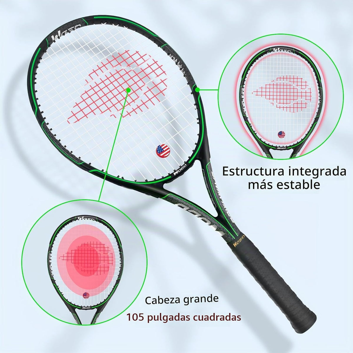 WOED BATENS Raqueta de tenis para 2 jugadores para adultos, perfect...
