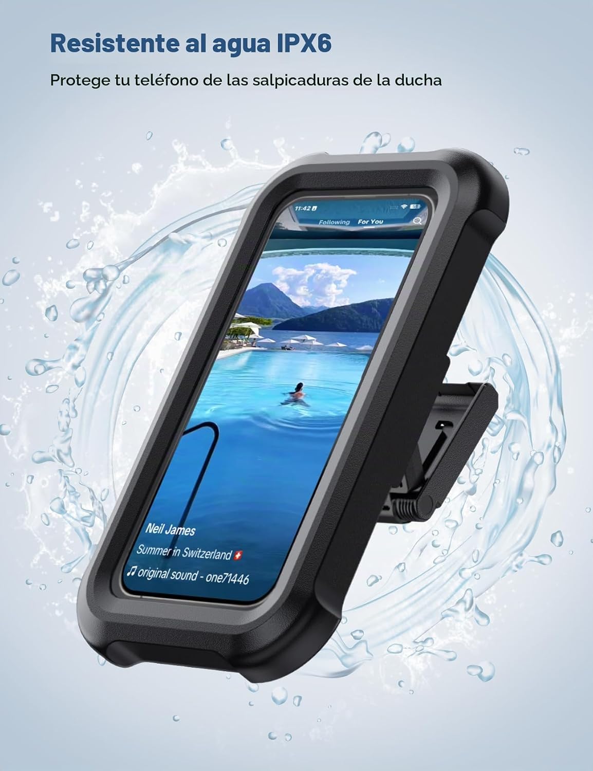 Lamicall Soporte impermeable para teléfono de ducha, accesorios de...