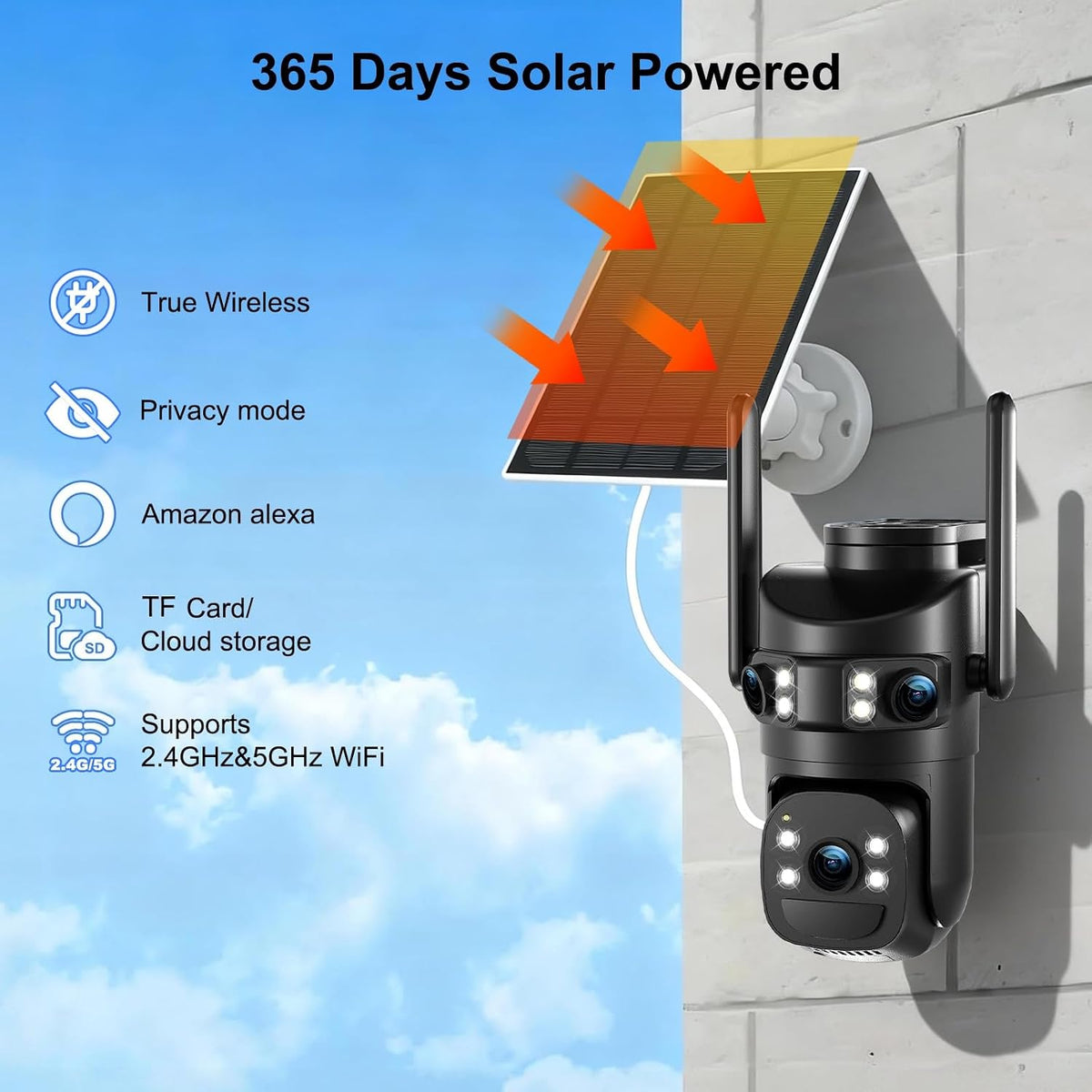 Tutoview Cámara de seguridad solar de triple lente de 8MP 6K al air...
