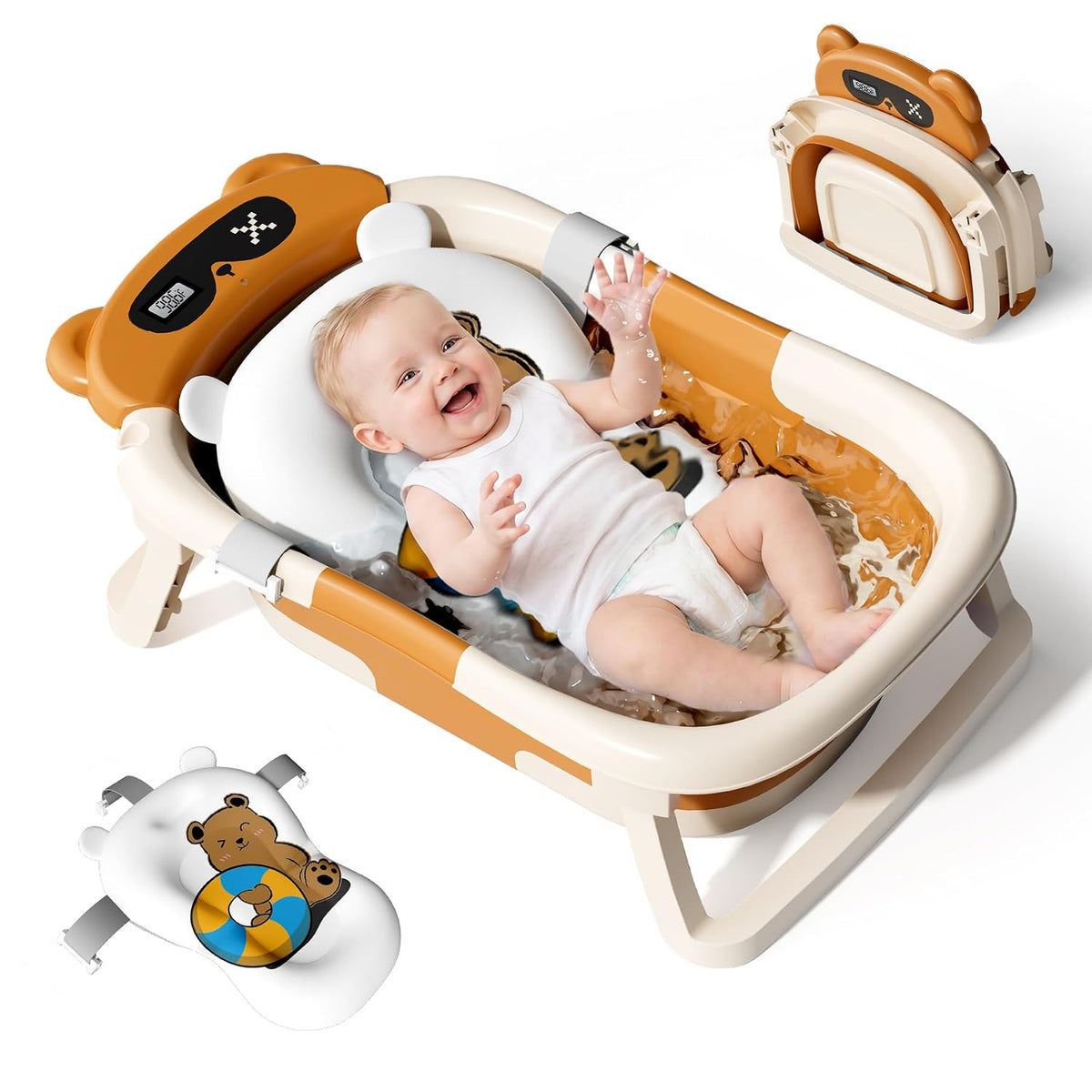 Kerbwry Bañera plegable para bebés recién nacidos y niños pequeños...