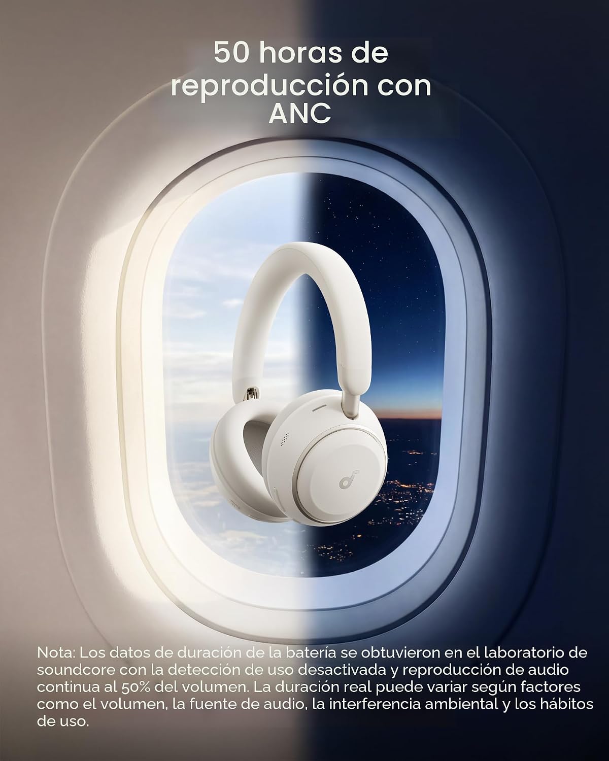 Soundcore Space 2 by Anker, auriculares con cancelación activa de r...