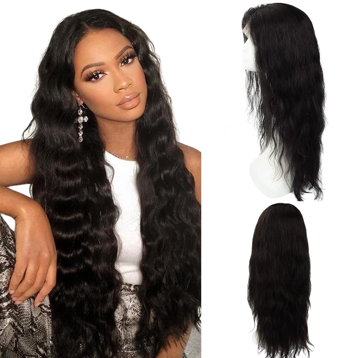 SAFIRENY Pelucas de cabello humano de 13 x 4 pulgadas, 24 pulgadas,...