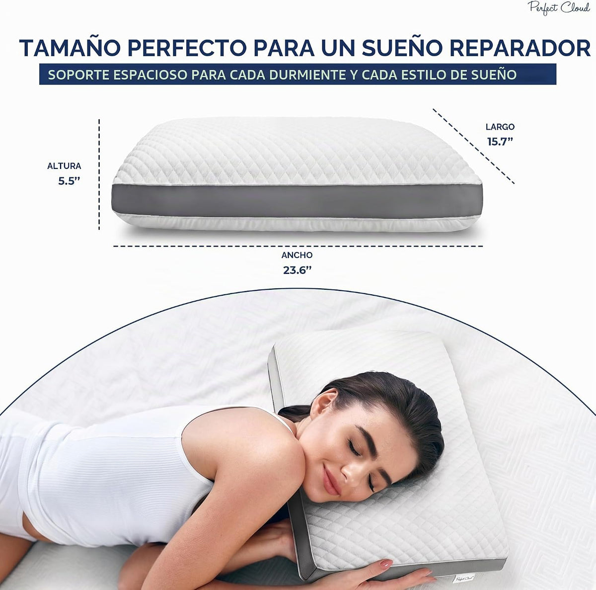 Perfect Cloud Almohada de espuma viscoelástica, diseño refrescante,...