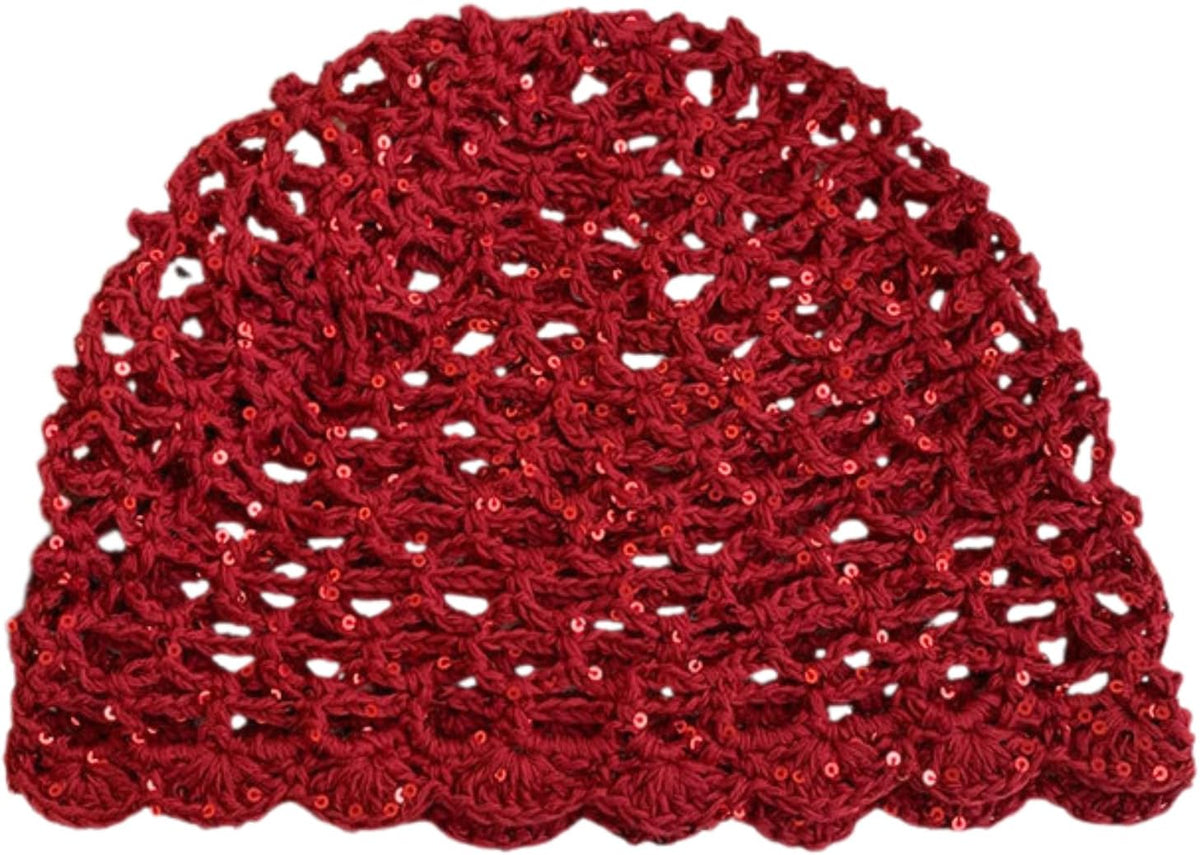 Julpsk Gorro de ganchillo hecho a mano con lentejuelas brillantes d...