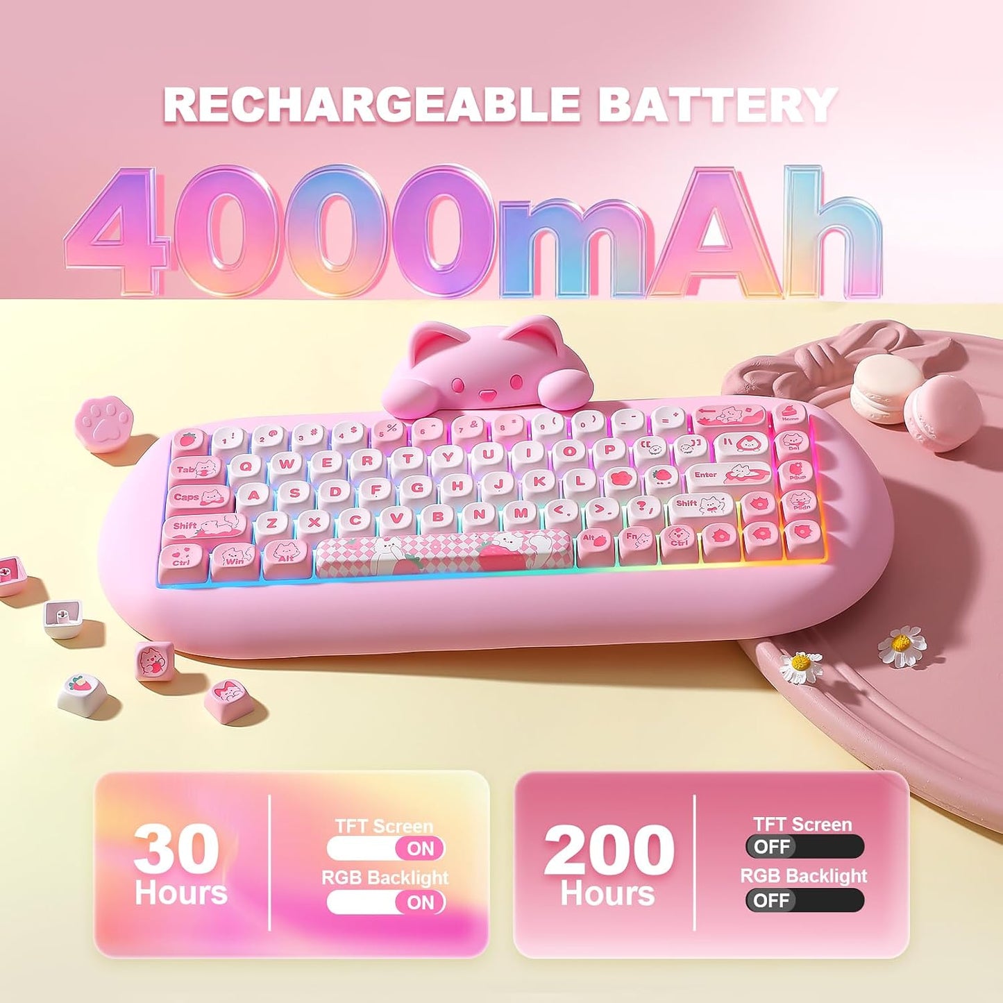 YUNZII C68 Teclado mecánico inalámbrico, diseño de 65%, intercambio...