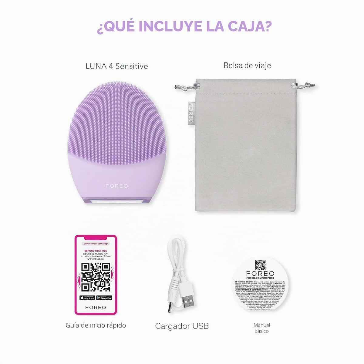 FOREO LUNA 4 Cepillo de limpieza facial - Masajeador facial reafirm...
