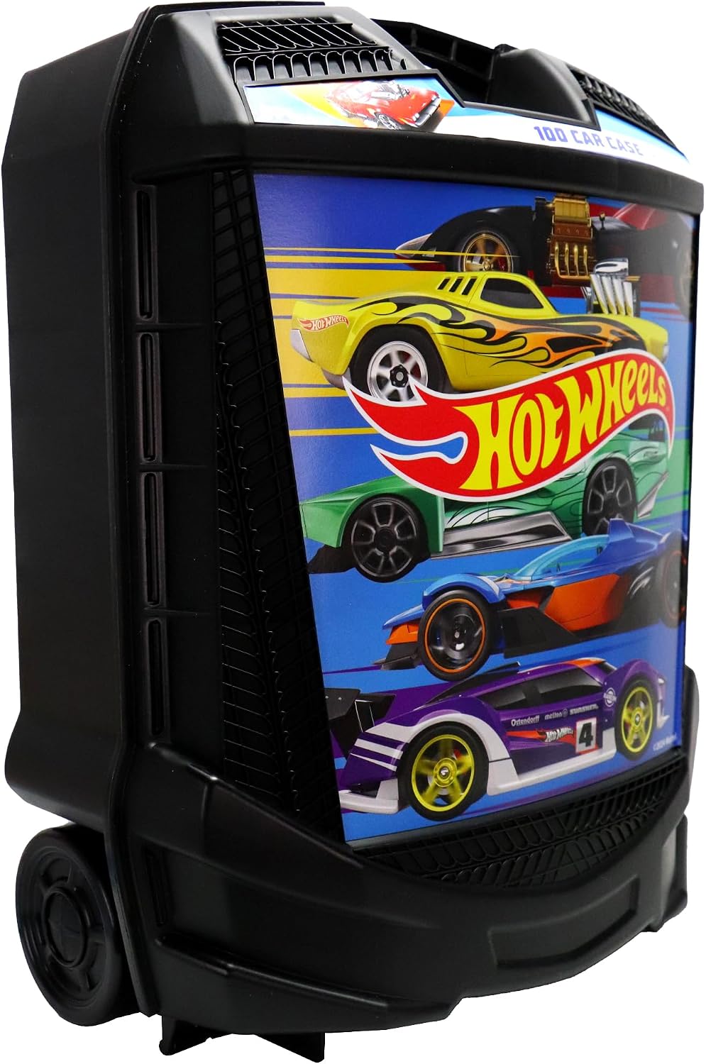 Hot Wheels - Caja de almacenamiento con ruedas con mango retráctil,...