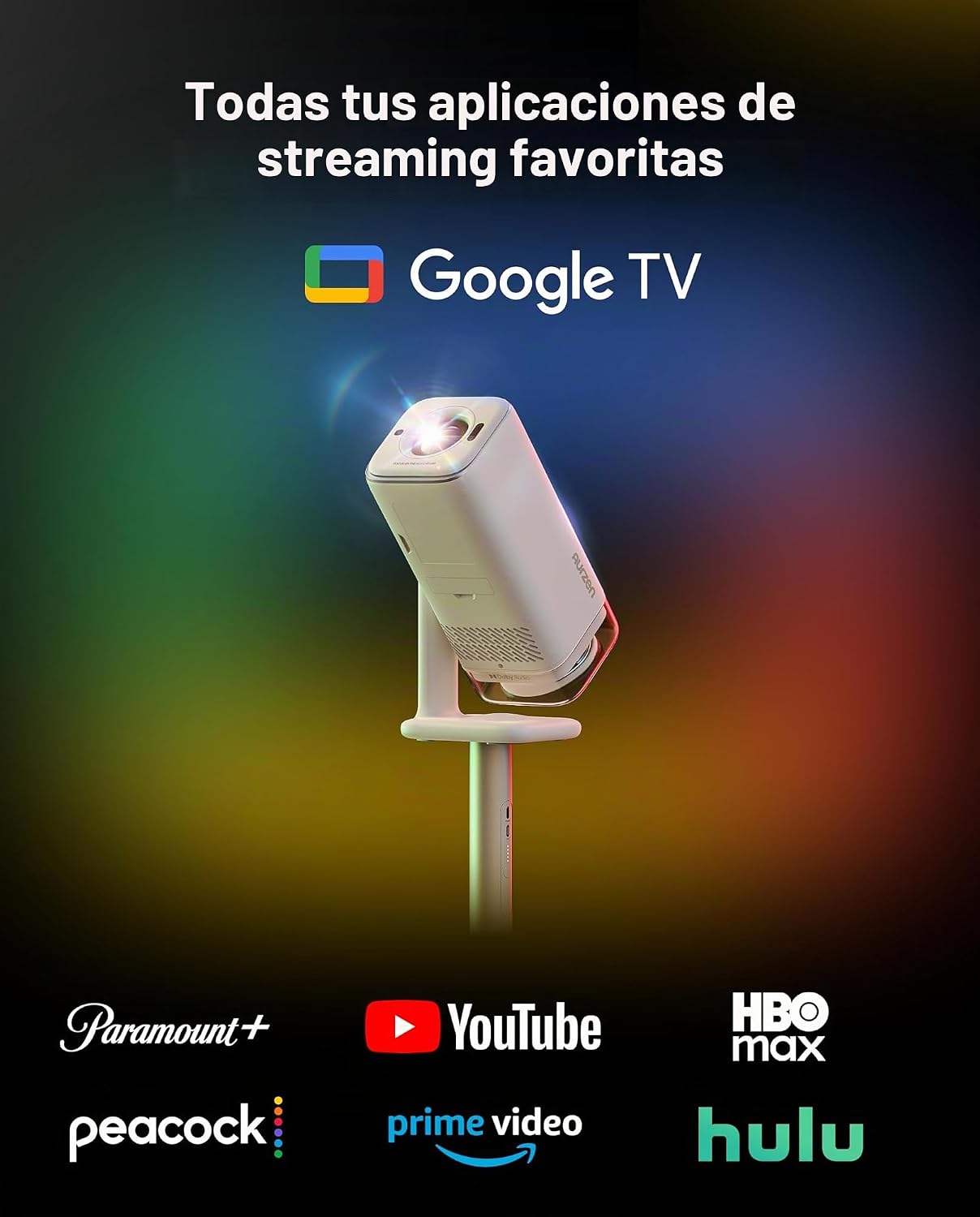 Aurzen BOOM Air - Proyector portátil para Google TV con alimentació...