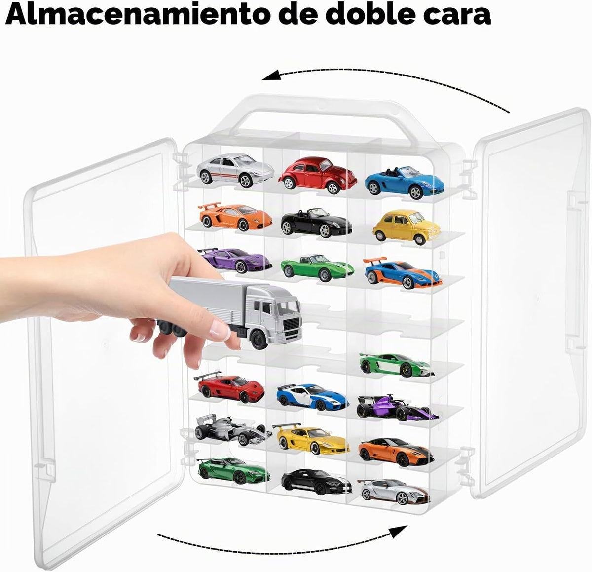 Estuche de almacenamiento de auto de juguete de doble cara a escala...