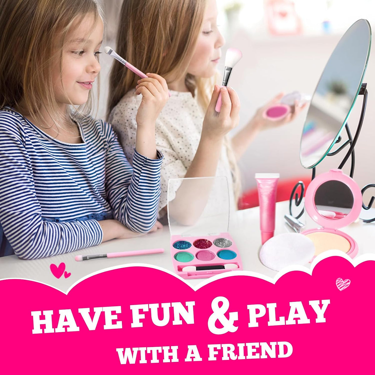ULOVEME Kit de maquillaje lavable para niñas de 4 a 6 años con mone...