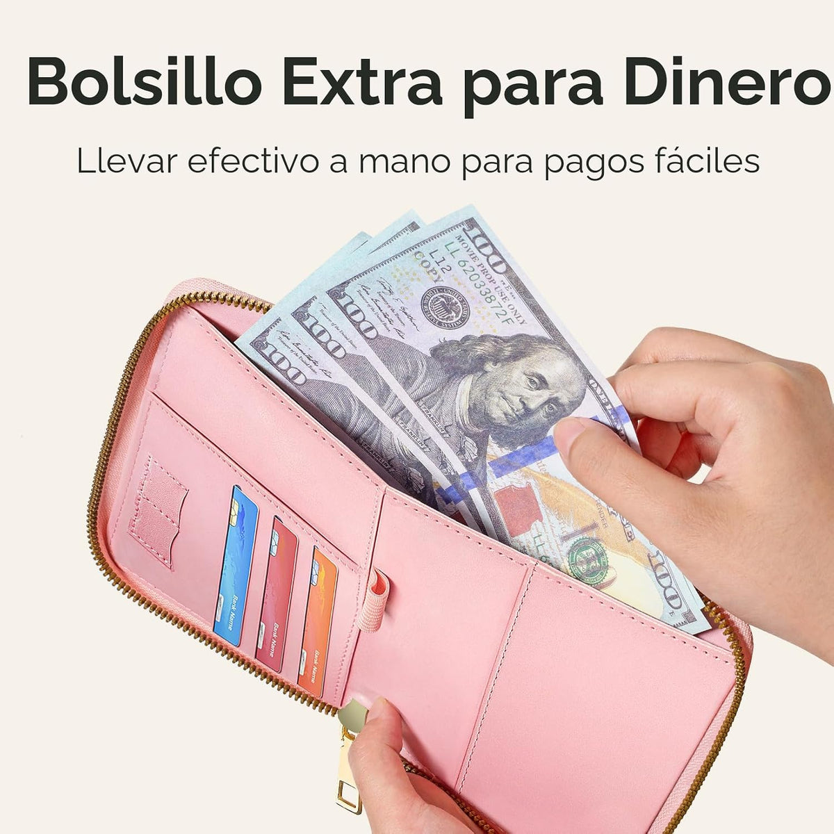 Forvencer Funda para pasaporte con cierre de cremallera seguro, car...
