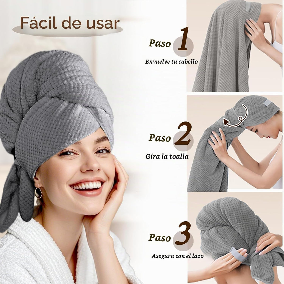 Toalla grande de microfibra para mujer, secado rápido y absorbente...