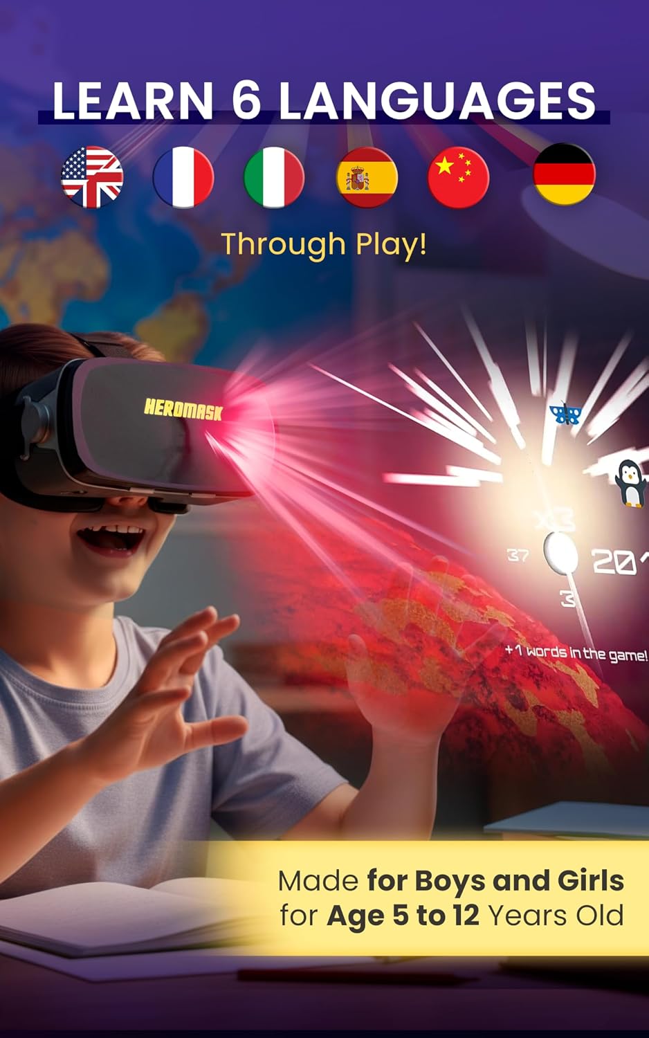 Heromask: Auriculares VR para niños + Sistema de juegos para aprend...