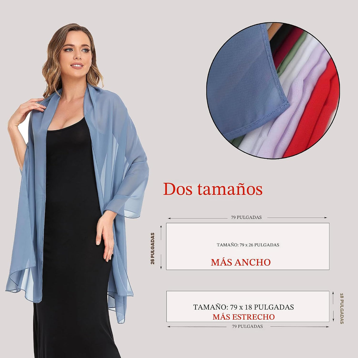 Pukguro Chales y envolturas para vestidos de noche, bufanda de boda...
