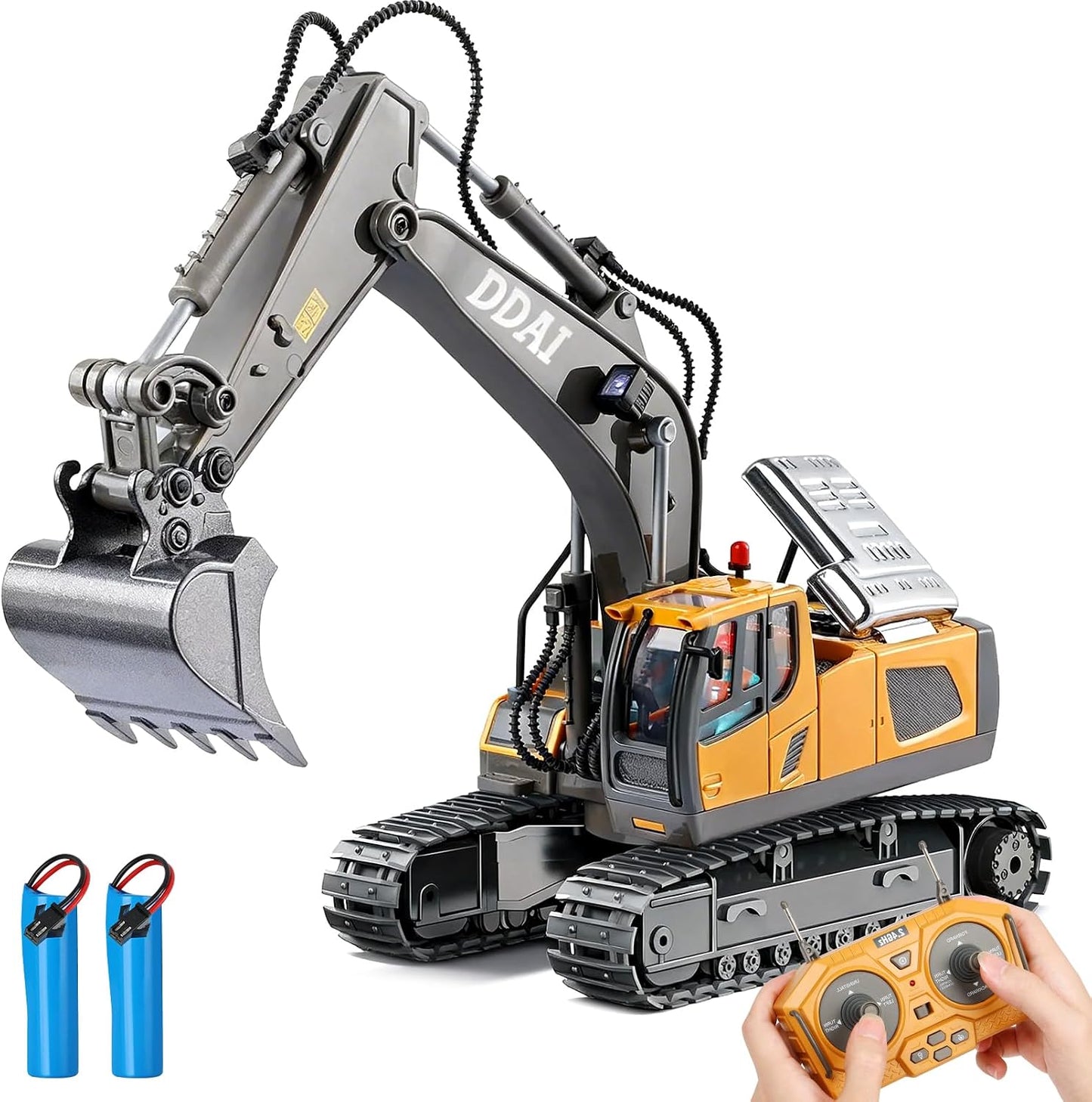 DDAI Excavadora de juguete con control remoto para niños de 8 a 12...