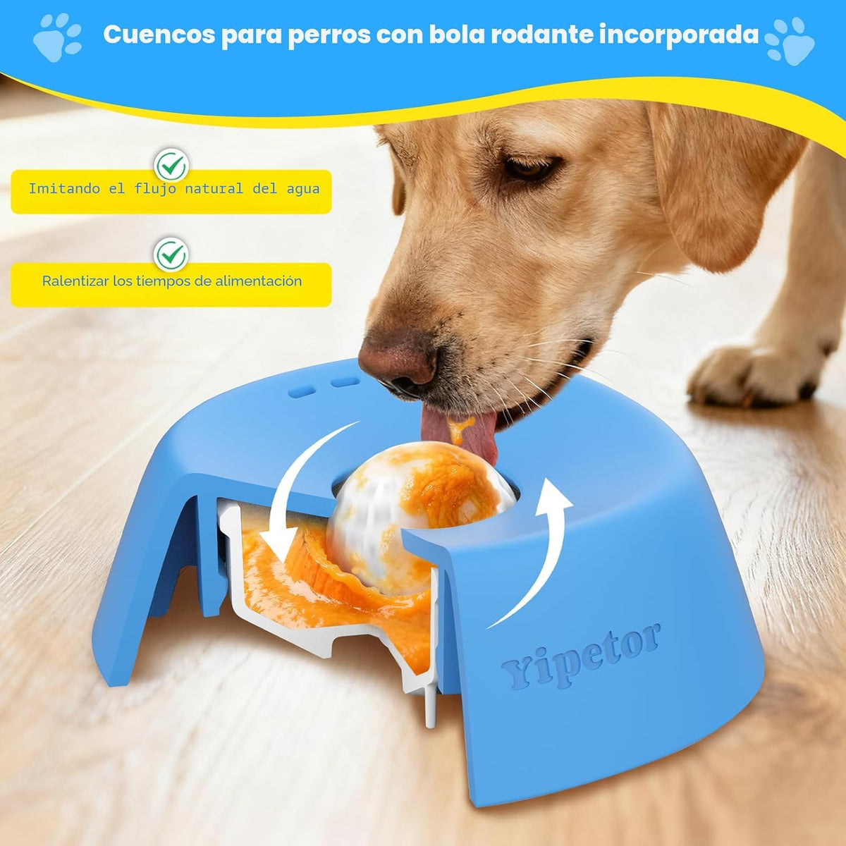 Yipetor - Cuenco para lamer perro, bola enrollada en alimentador le...