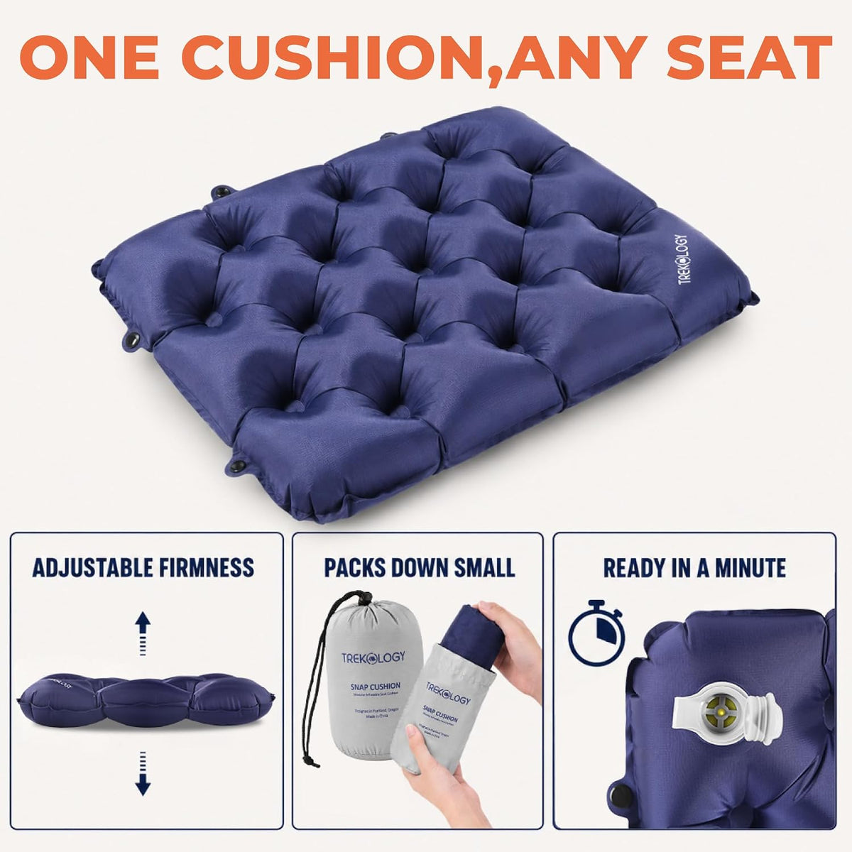 TREKOLOGY Cojín inflable para asiento de estadio para viajes aéreos...