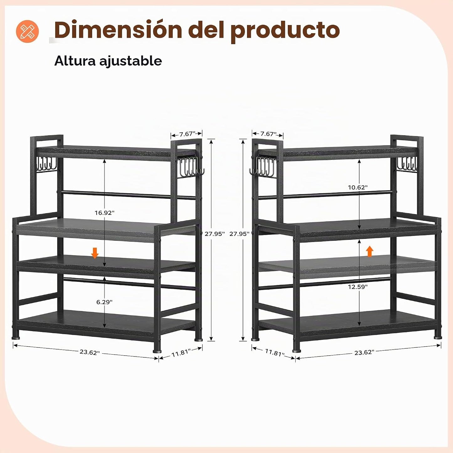 Organizador grande de encimera de cocina de 23.6" de ancho, org...