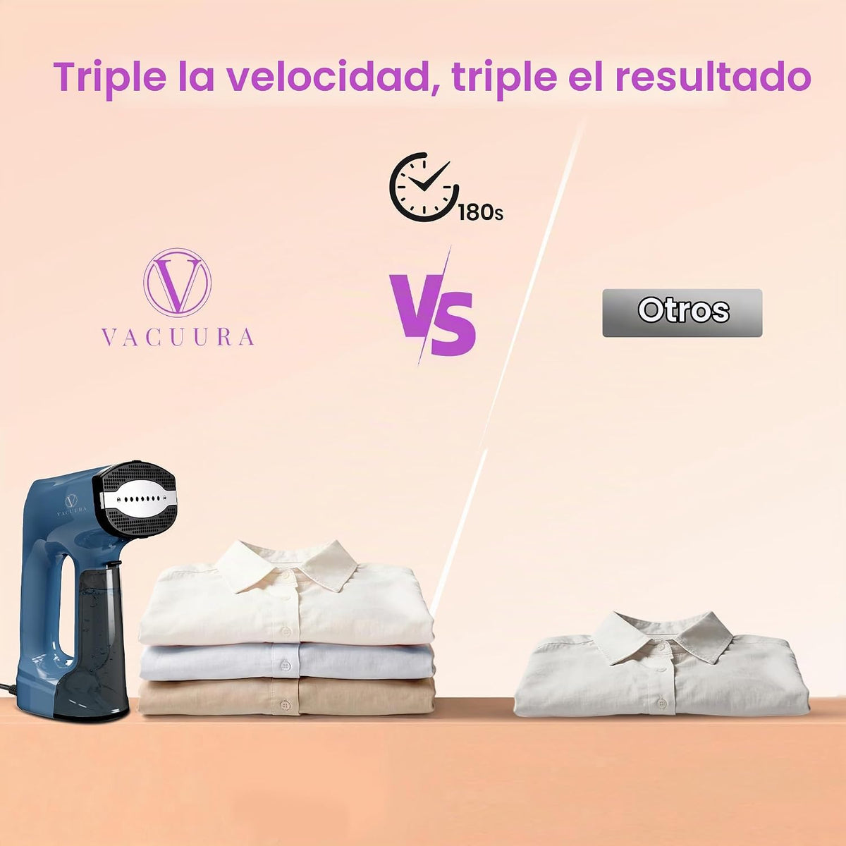 Vaporizador al vacío para ropa, vaporizador y plancha 2 en 1 de 120...