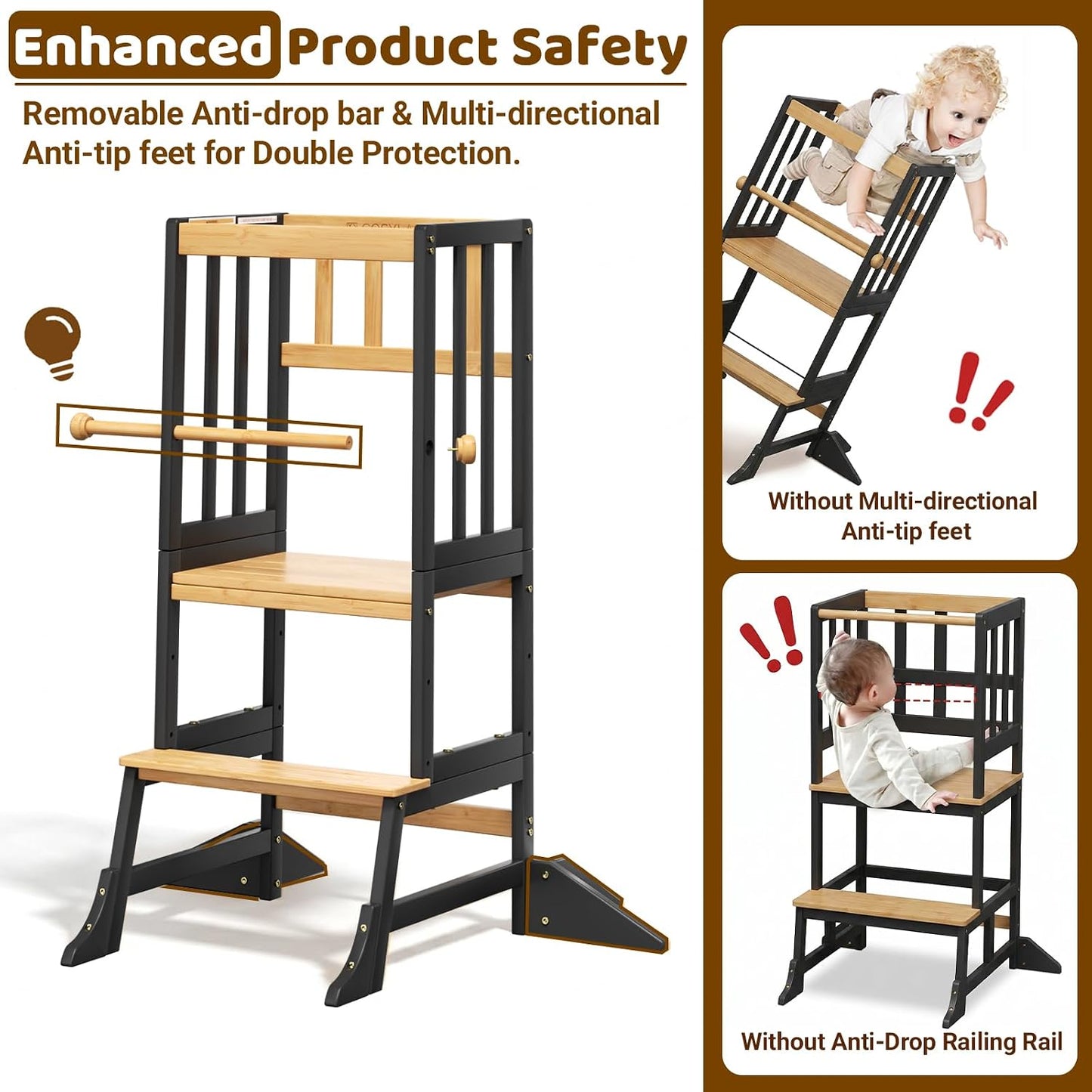 COSYLAND Torre de Pie para Niños Pequeños - Taburete Ayudante de Co...