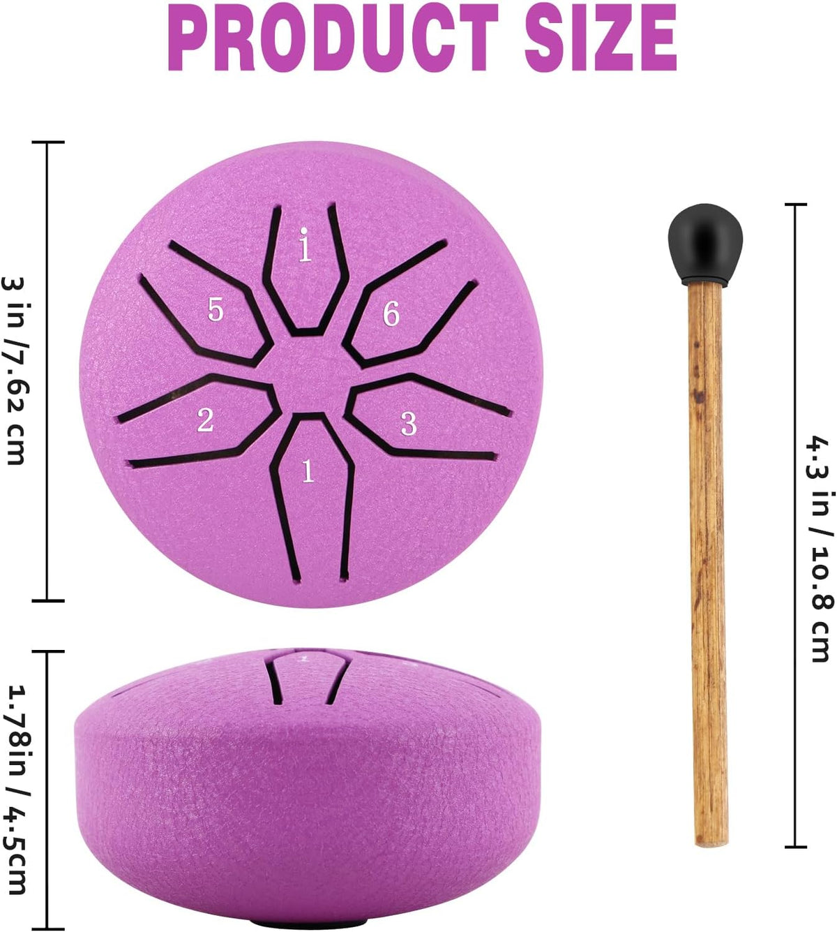 EASTROCK Mini Tambor de Lengua de Acero para Niños de 3 Pulgadas, 6...