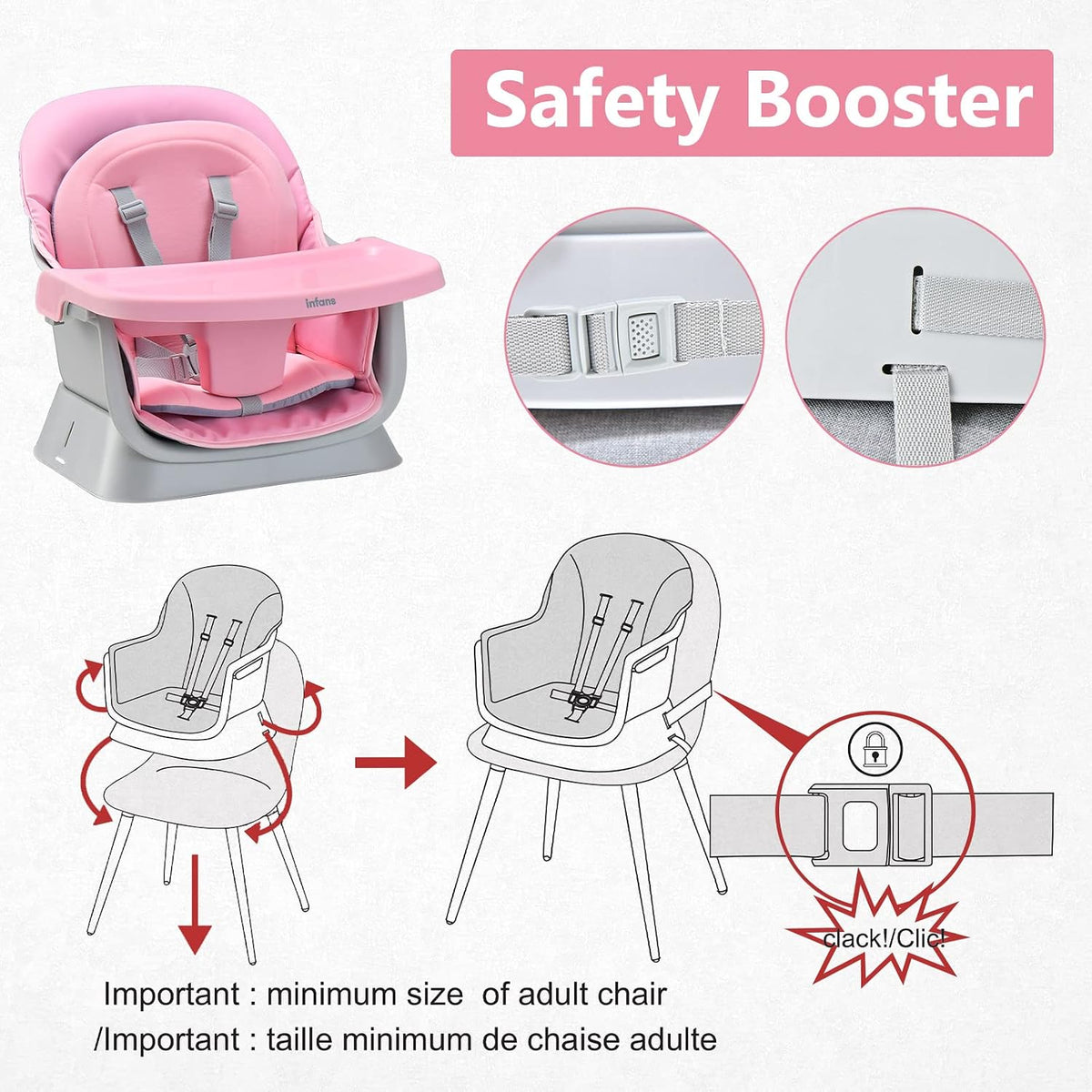 INFANS Silla alta 8 en 1 para bebés y niños pequeños, asiento eleva...