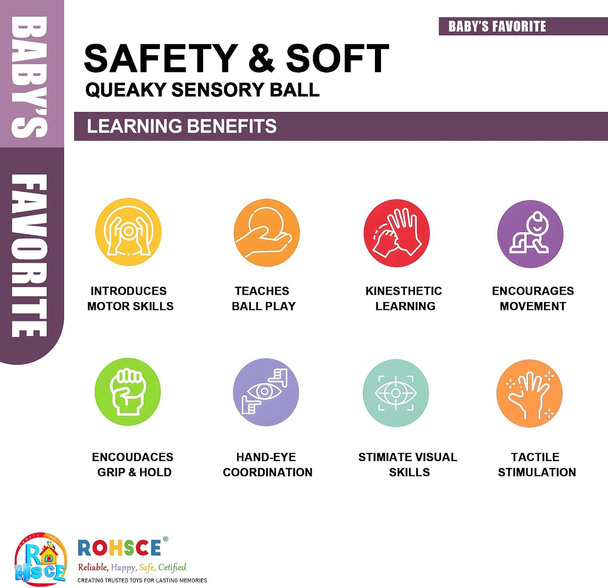 Bolas sensoriales ROHSCE para niños pequeños de 1 a 3 años, juguete...