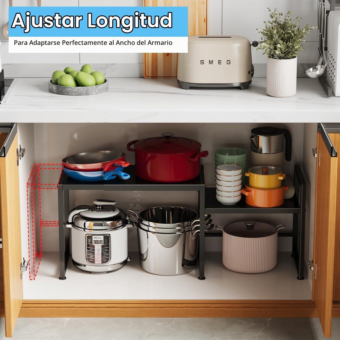 Estantes de almacenamiento de metal expandibles de 44.3 pulgadas, u...