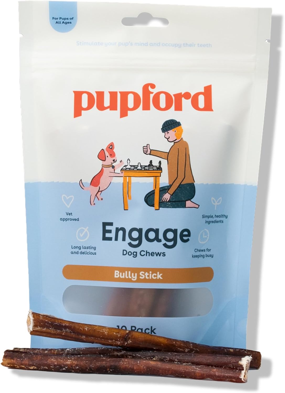 Pupford Palitos gruesos para perros y cachorros, ahumados para mejo...