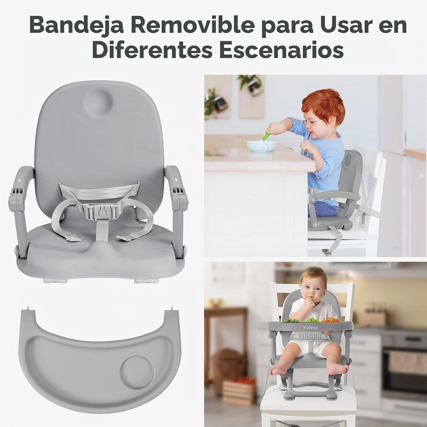 YOLEO Silla alta para bebé, asiento elevador para mesa de comedor,...