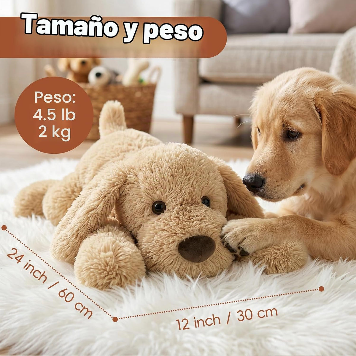 Animales de peluche con peso de perro de 24 pulgadas | 4.5 libras p...