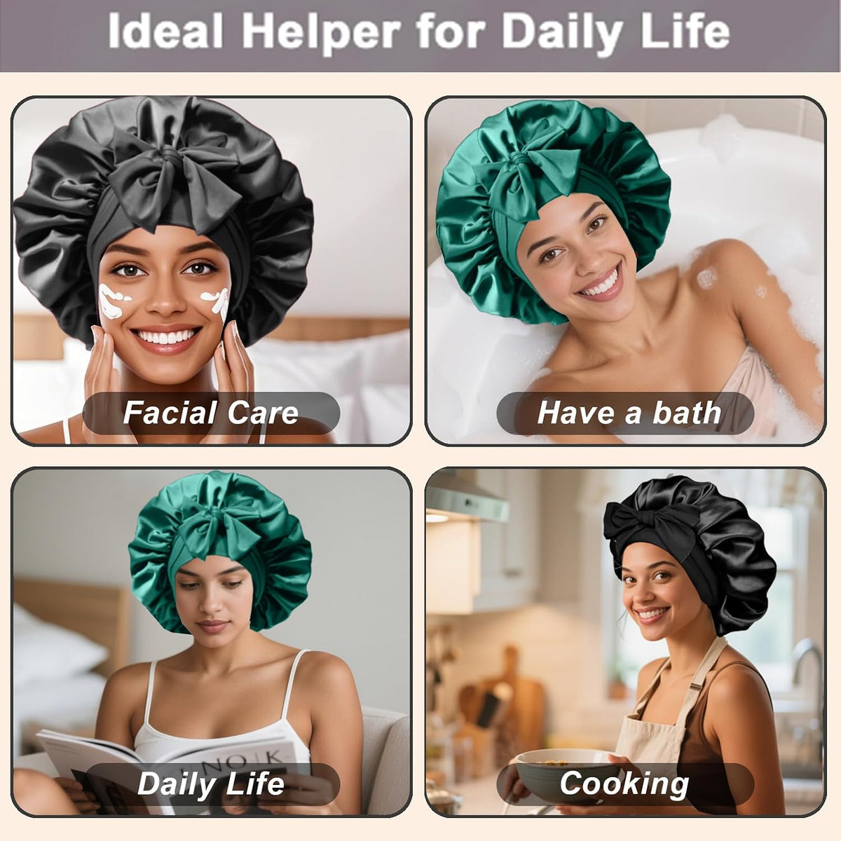 2 piezas de gorro de seda satinada para dormir para mujeres, gorro...