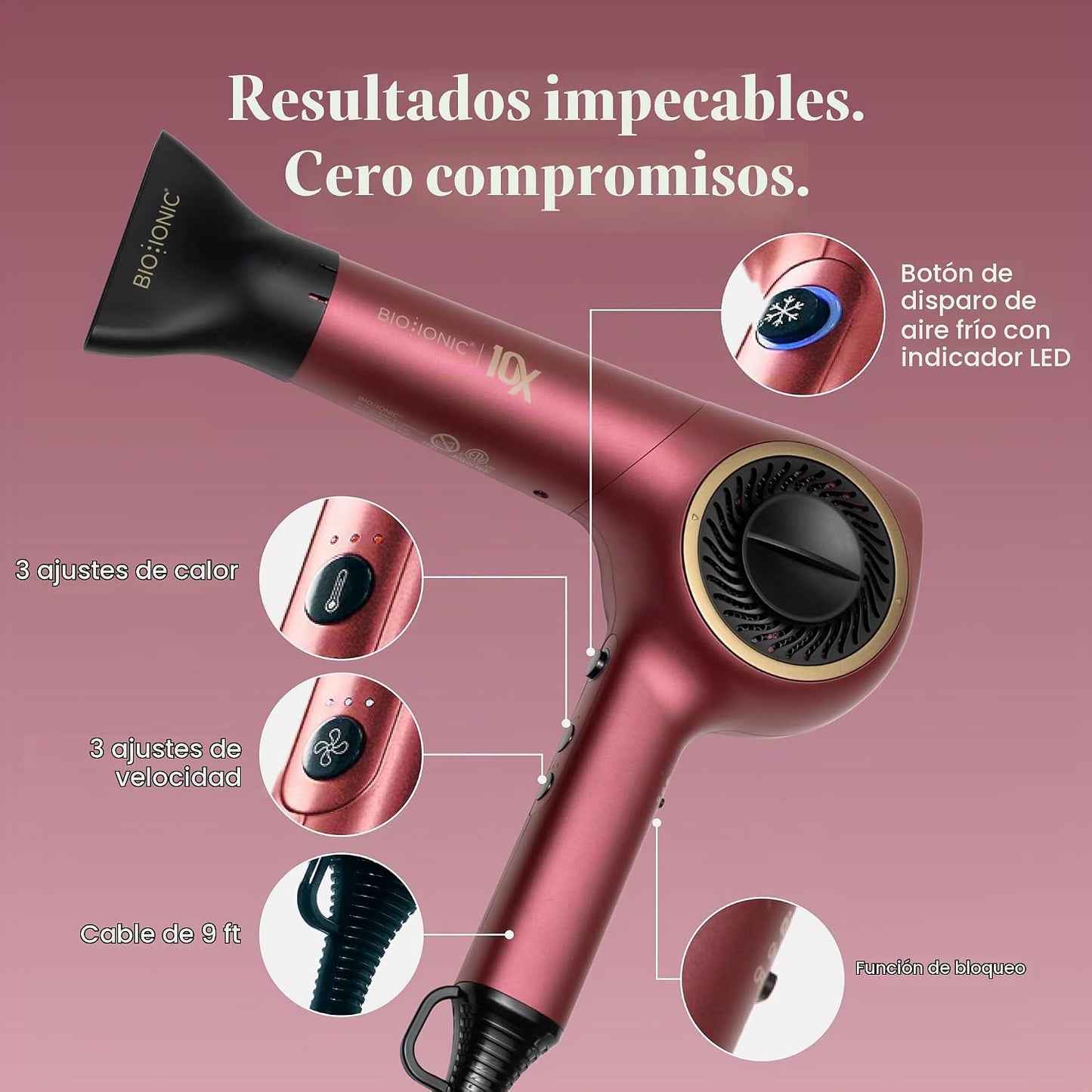 Bio Ionic Secador de pelo de velocidad ultraligera 10X, secador de...